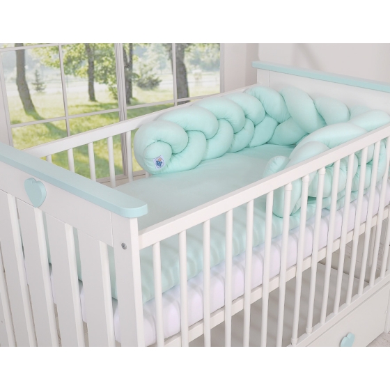 Braided Knotted Baby Crib/Cot Bumper- mint