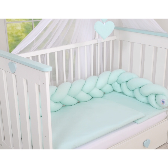 Braided Knotted Baby Crib/Cot Bumper- mint