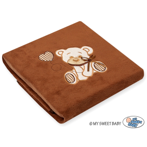 Brown Polar fleece blanket for Baby- Bear with bow