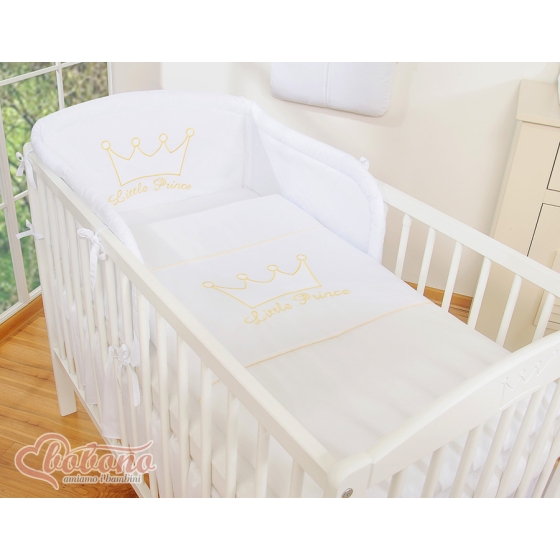 Cot Bedding set 3pcs- Little Prince/Princess white