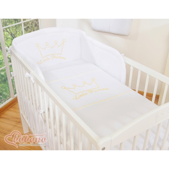 Cot Bedding set 3pcs- Little Prince/Princess white