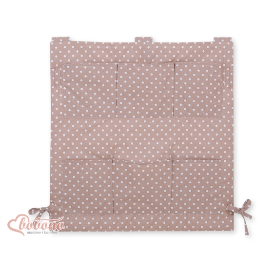 Cot tidy- braunwith white dots