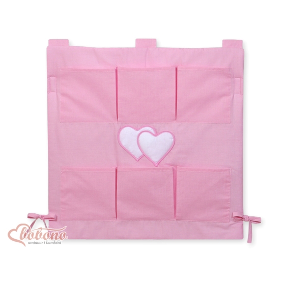 Cot tidy organiser for Girl - Hanging Hearts pink