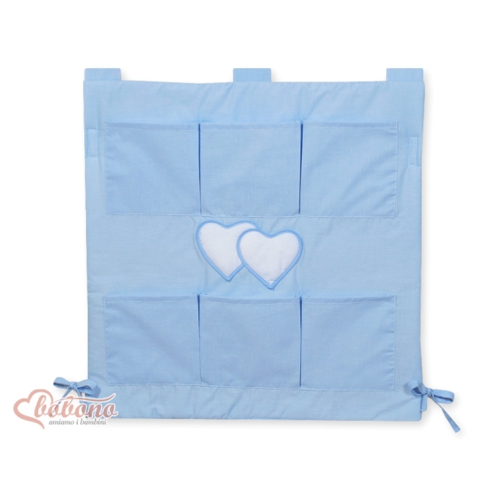Cot tidy organiser - Hanging Hearts blue