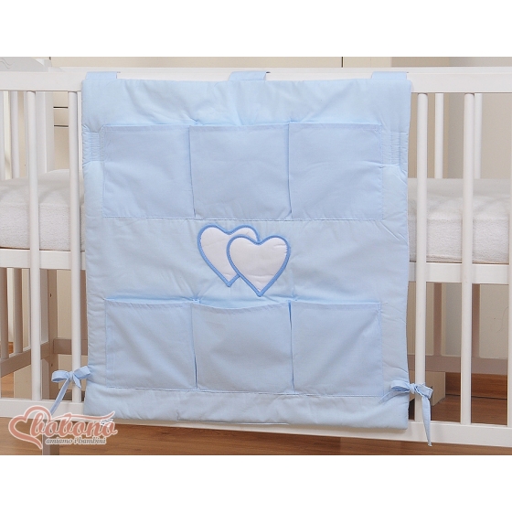 Cot tidy organiser - Hanging Hearts blue