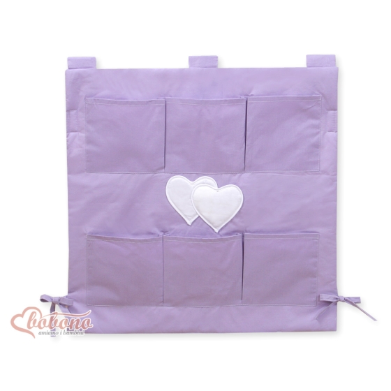 Cot tidy organiser - Hanging Hearts lilac