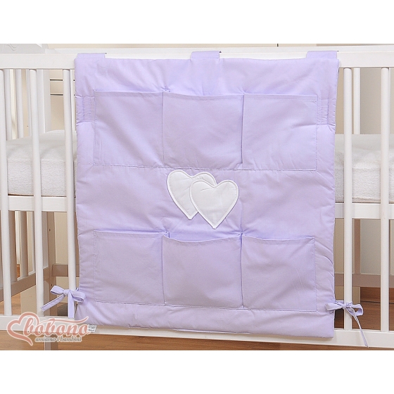 Cot tidy organiser - Hanging Hearts lilac