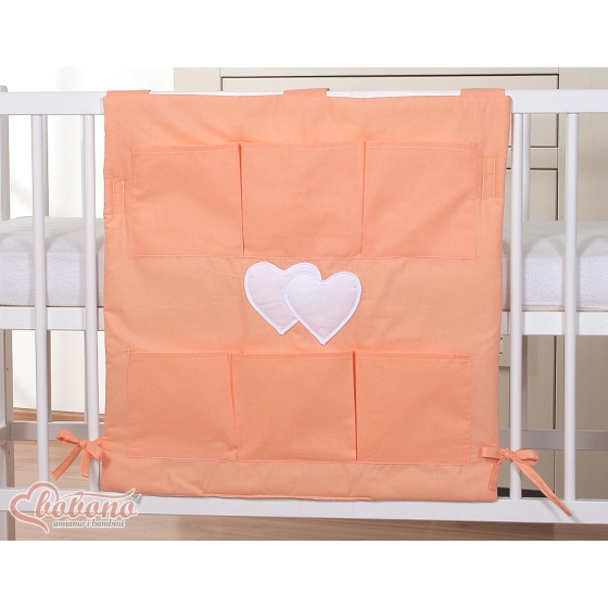 Cot tidy organiser - Hanging Hearts orange