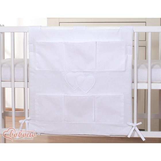 Cot tidy organiser - Hanging Hearts white