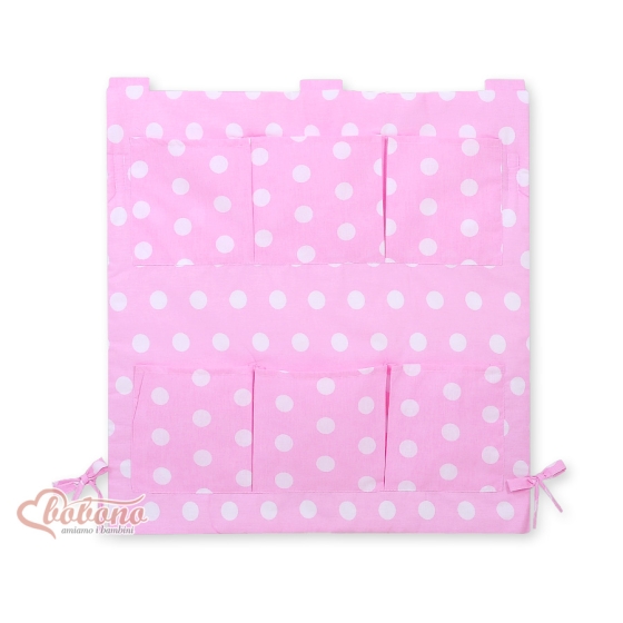 Cot tidy- pink with dots