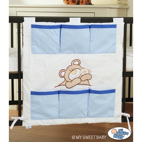 Cot tidy- Teddy Bear Barnaba blue
