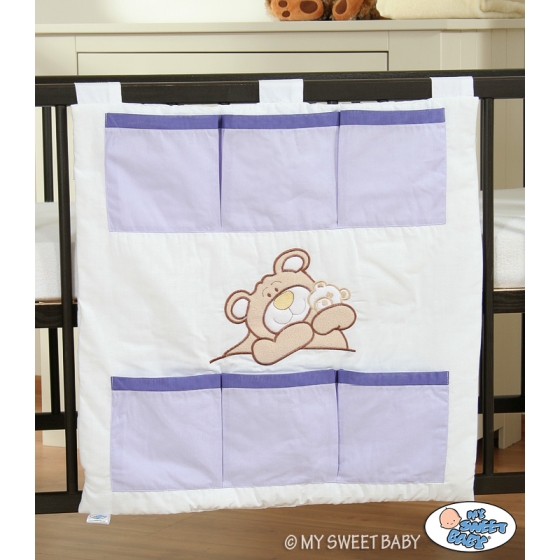 Cot tidy- Teddy Bear Barnaba lilac
