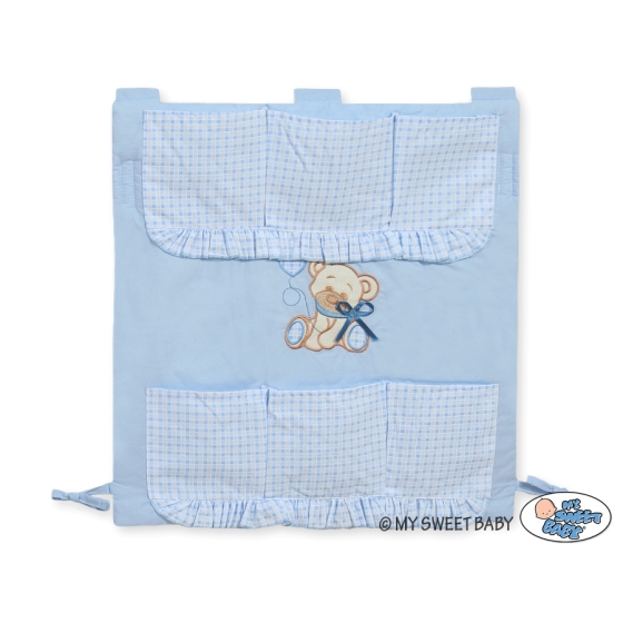 Cot tidy- Teddy Bear with bow blue