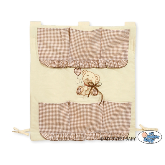 Cot tidy- Teddy Bear with bow brown