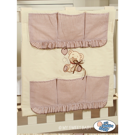Cot tidy- Teddy Bear with bow brown