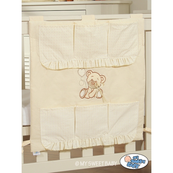 Cot tidy- Teddy Bear with bow cream