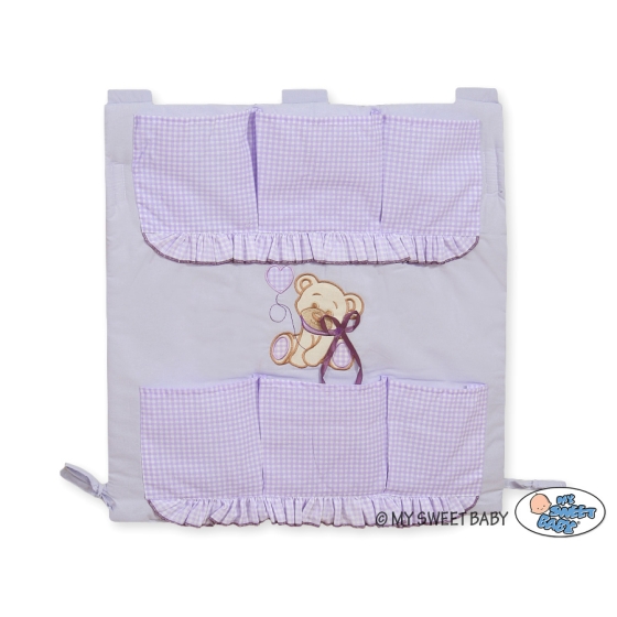 Cot tidy- Teddy Bear with bow lilac