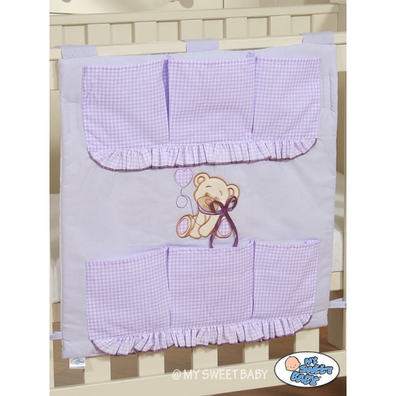 Cot tidy- Teddy Bear with bow lilac