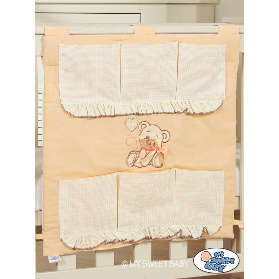 Cot tidy- Teddy Bear with bow peach