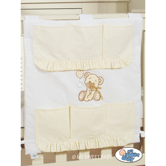 Cot tidy- Teddy Bear with bow white