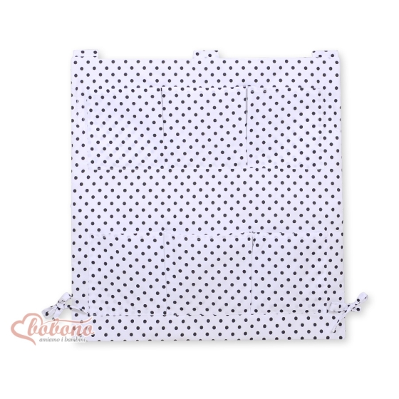 Cot tidy- white with blacko dots
