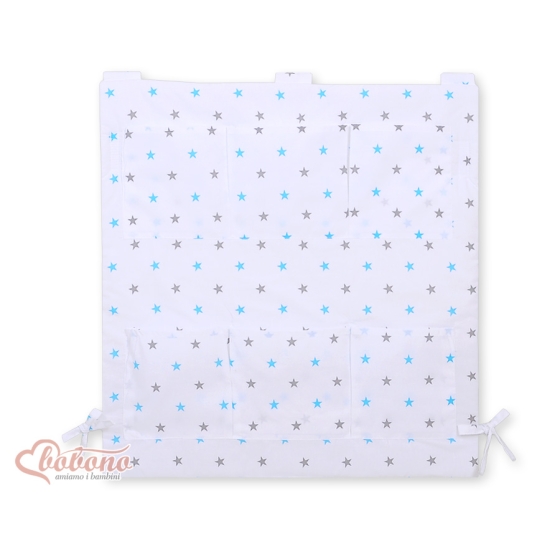 Cot tidy- white with Gray-blue stars