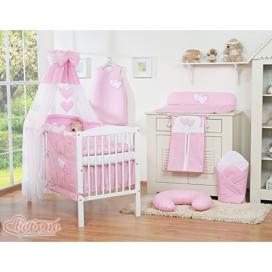 Cotbed Canopy made of Chiffon- for baby cot Hanging Hearts pink