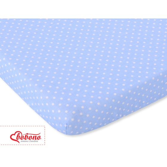 Cotton Baby Cot Sheet 140x70cm white polka dots on blue