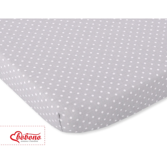 Cotton Baby Cot Sheet 140x70cm white polka dots on Gray