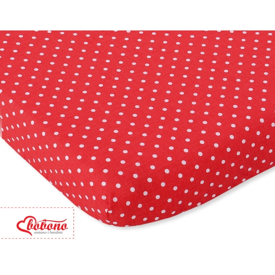 Cotton Baby Cot Sheet 140x70cm white polka dots on red