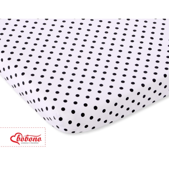 Cotton Baby Cot Sheet 140x70cm white with black dots