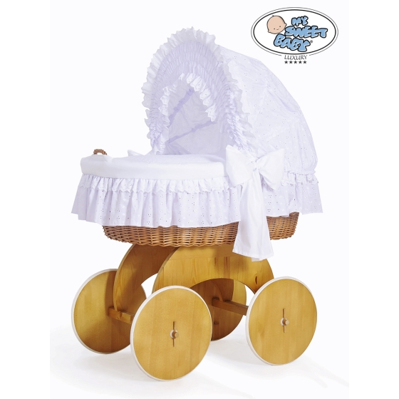 Cover set 4 pcs for Moses Basket Wicker crib Charlotte White Embroidered Bedding Set no. 50102-906 or 70102White Bedding Set
