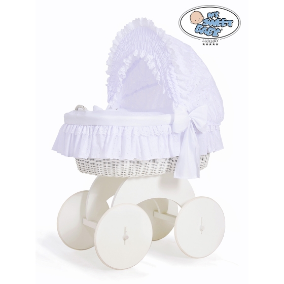 Cover set 4 pcs for Moses Basket Wicker crib Charlotte White Embroidered Bedding Set no. 50102-906 or 70102White Bedding Set