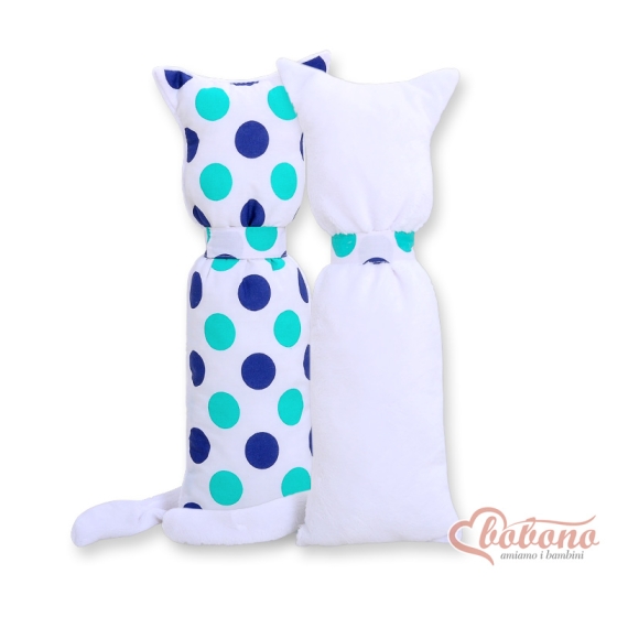Cuddly cat double-sided- Navy blue-mint dots