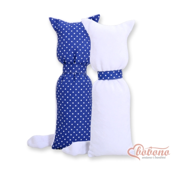 Cuddly cat double-sided- Navy blue with white dots