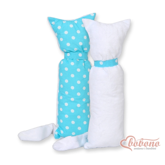 Cuddly cat double-sided-Simple white dots on turquoise