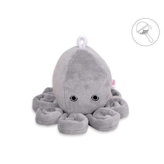 Cuddly octopus with rattle - gray