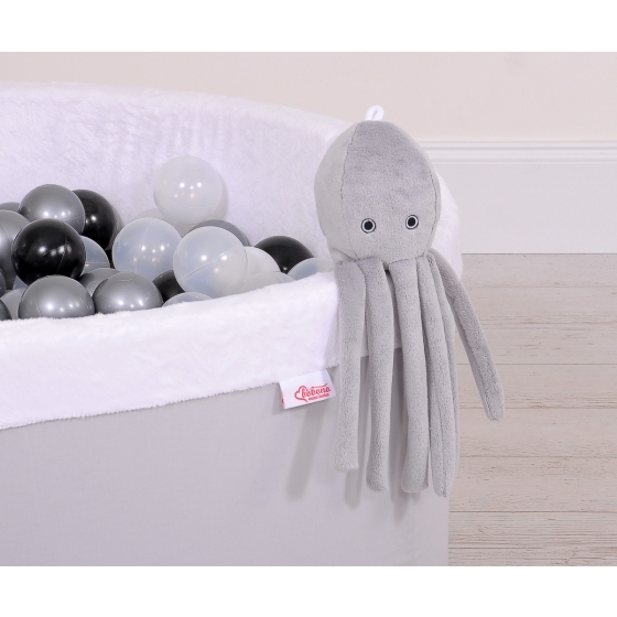 Cuddly octopus with rattle - gray