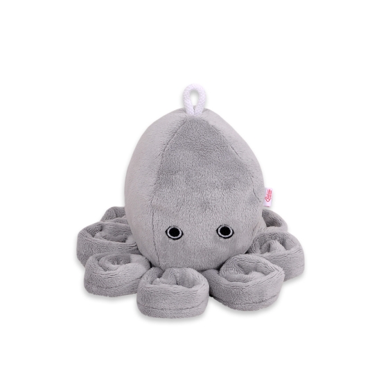 Cuddly octopus with rattle - gray