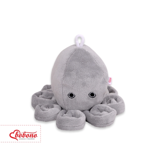 Cuddly octopus with rattle - gray