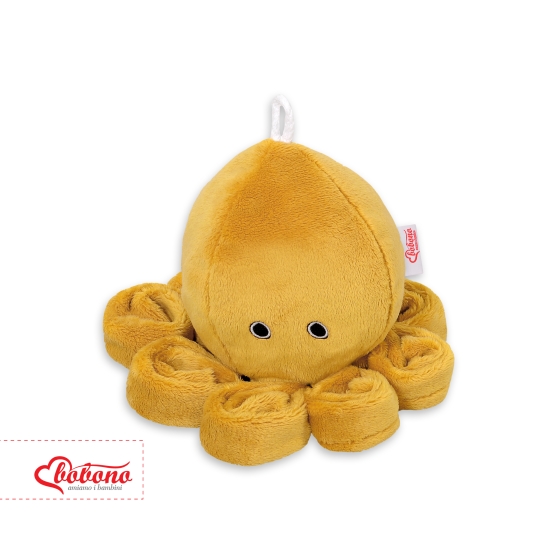 Cuddly octopus with rattle - honey yellow