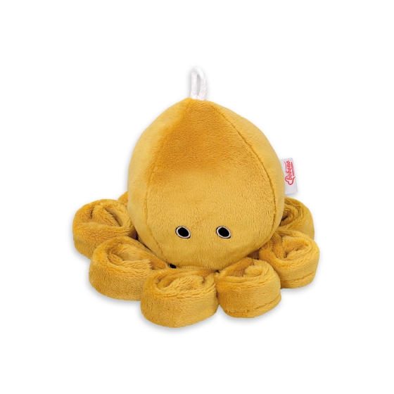 Cuddly octopus with rattle - honey yellow