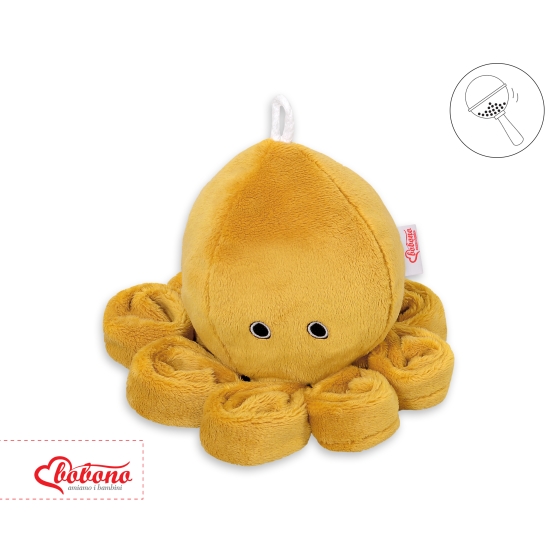 Cuddly octopus with rattle - honey yellow