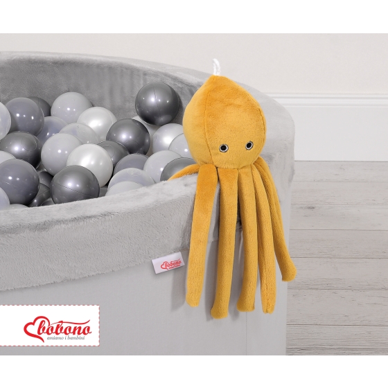 Cuddly octopus with rattle - honey yellow