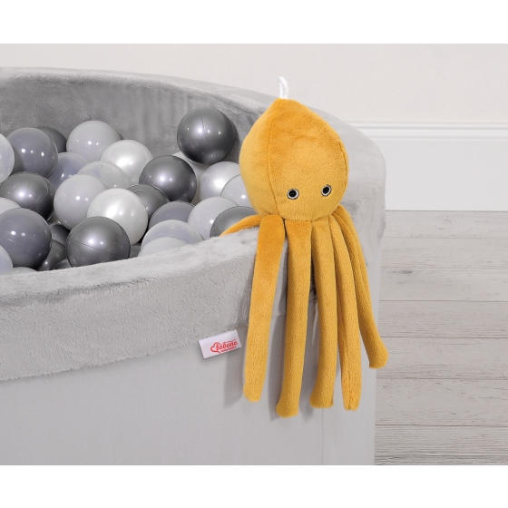 Cuddly octopus with rattle - honey yellow