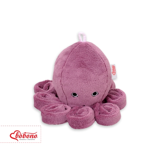 Cuddly octopus with rattle - pastel pink