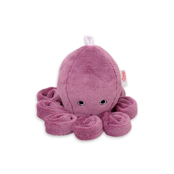 Cuddly octopus with rattle - pastel pink