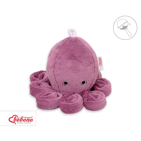 Cuddly octopus with rattle - pastel pink