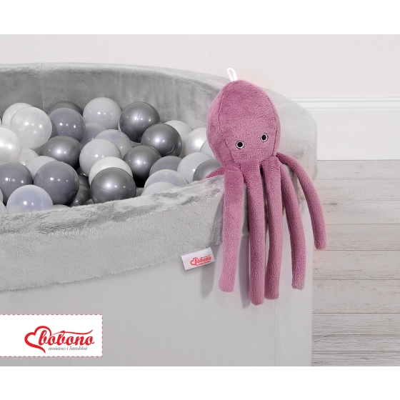 Cuddly octopus with rattle - pastel pink