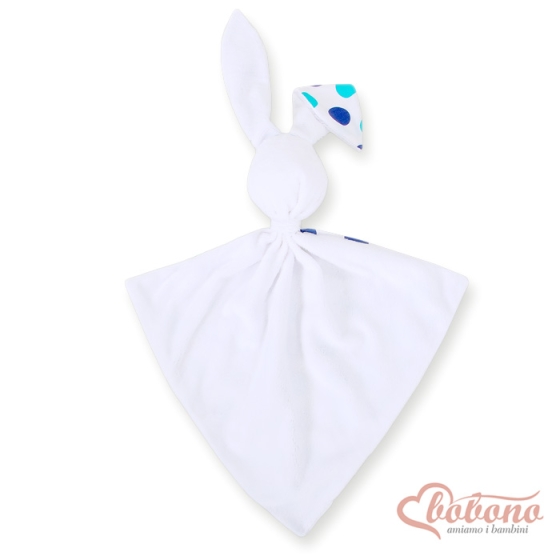 Cuddly rabbit double-sided- Navy blue-mint dots